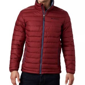 Men’s Columbia Red Puffer Jacket with Navy Interior